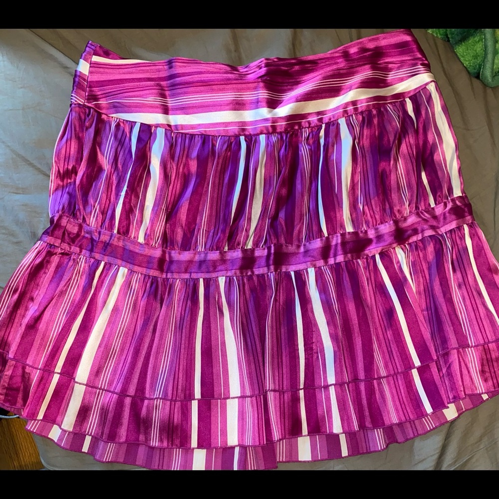 Bebe pink striped silky skirt size L